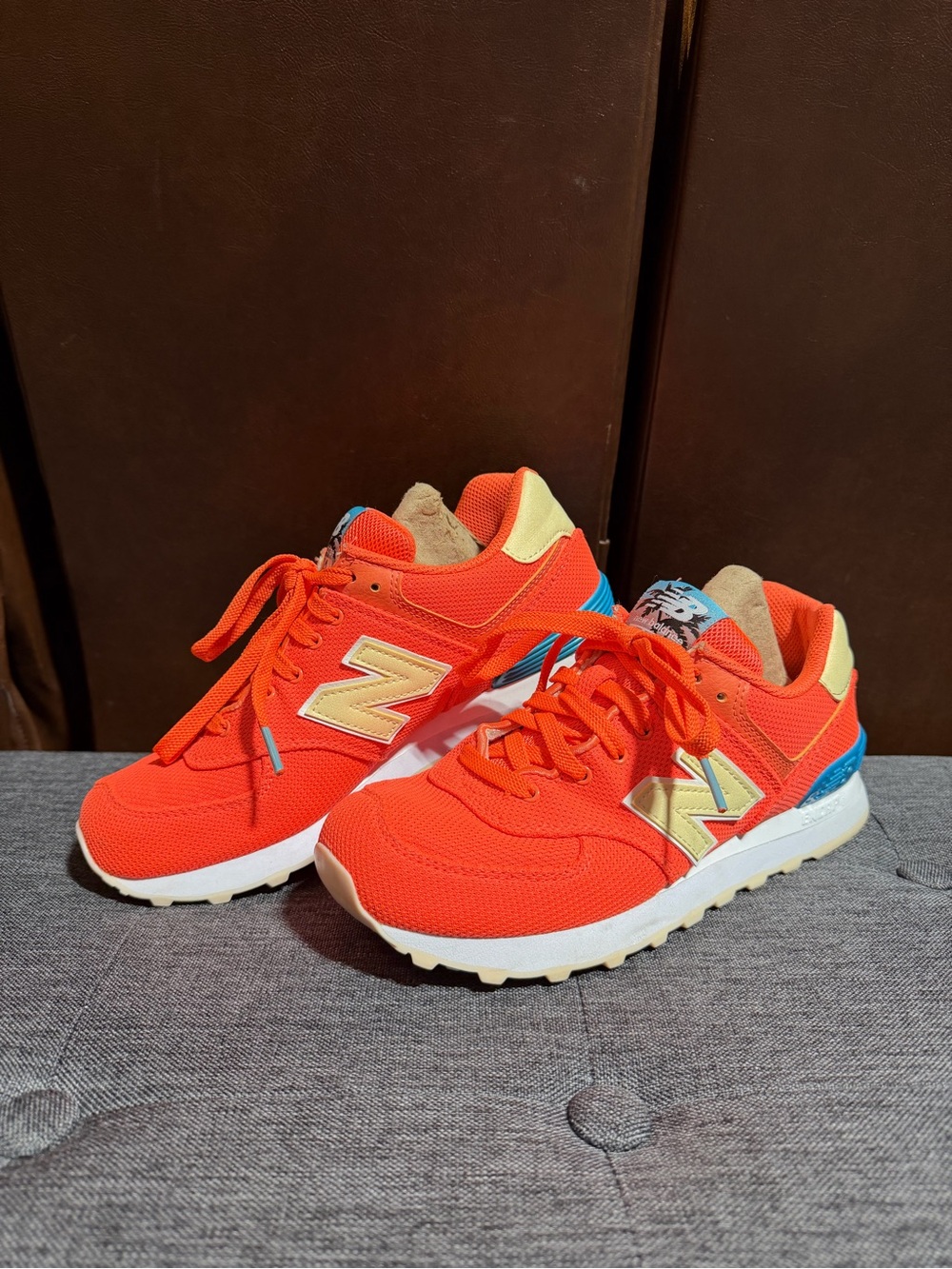 New Balance 574 Miami Palms - Sunset Women’s Low Top Lace-Up Orange WL574MIE - Picture 3 of 10